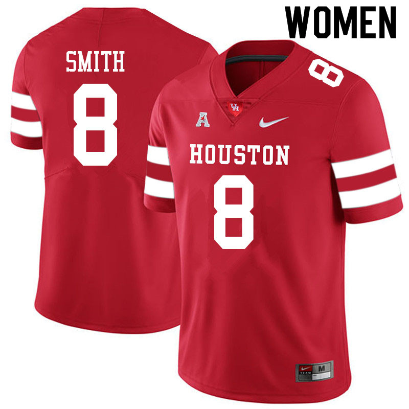 Women #8 Chandler Smith Houston Cougars College Football Jerseys Sale-Red - Click Image to Close